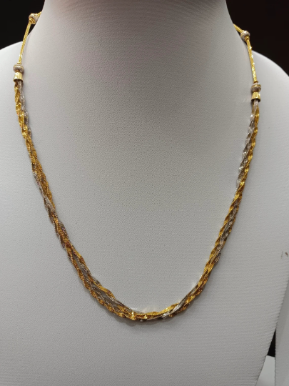 22k Gold 916 Hallmarked Indian Designer Chain - Rhodium-Plated - Best Handmade