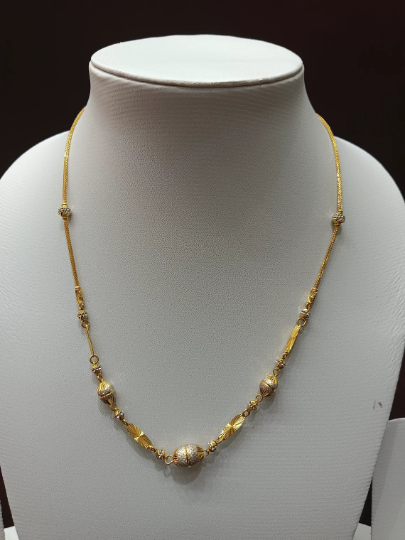 22k Gold 916 Chain - Handmade Indian Designer Gold Chain - Versatile