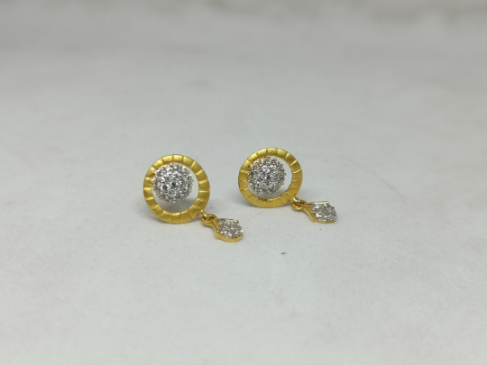 Gold Stud CZ Earring Women's Earrings Handmade Stud Earrings 22kt Yellow Gold Stud Earring Anniversary Gift Ideas Classy Screw Back Earrings