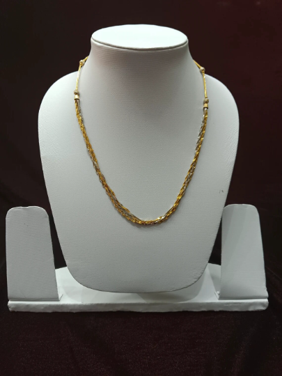 22k Gold 916 Hallmarked Indian Designer Chain - Rhodium-Plated - Best Handmade