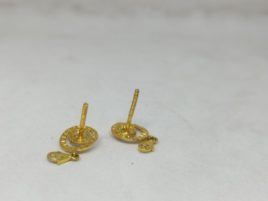 Gold Stud CZ Earring Women's Earrings Handmade Stud Earrings 22kt Yellow Gold Stud Earring Anniversary Gift Ideas Classy Screw Back Earrings