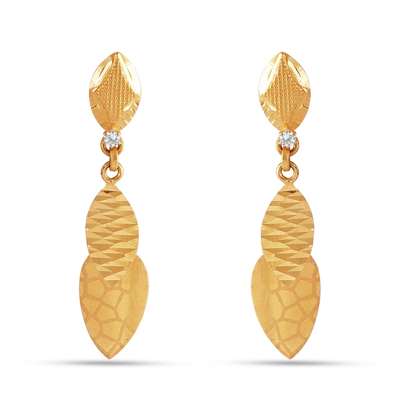 Enchanted Gold Elegance - Handmade 22kt Yellow Gold Dangler Earrings for a Magical Anniversary