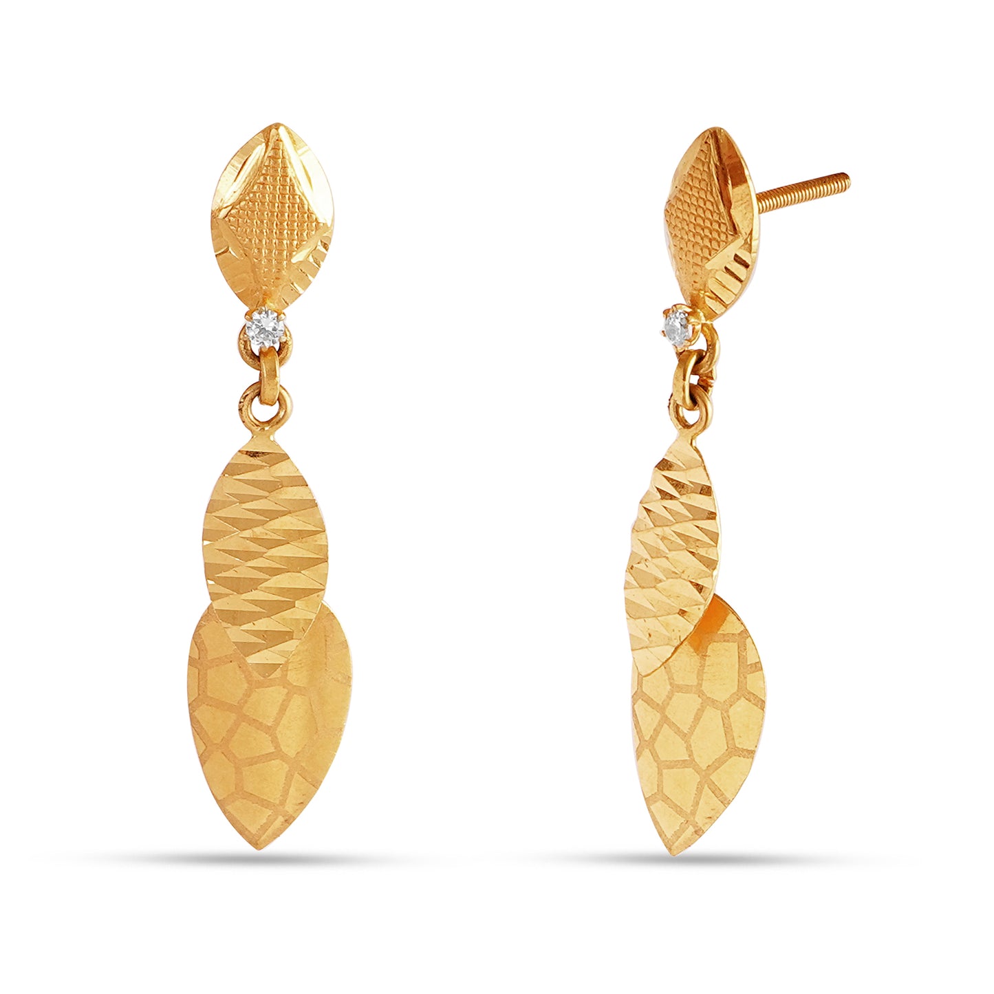 Enchanted Gold Elegance - Handmade 22kt Yellow Gold Dangler Earrings for a Magical Anniversary