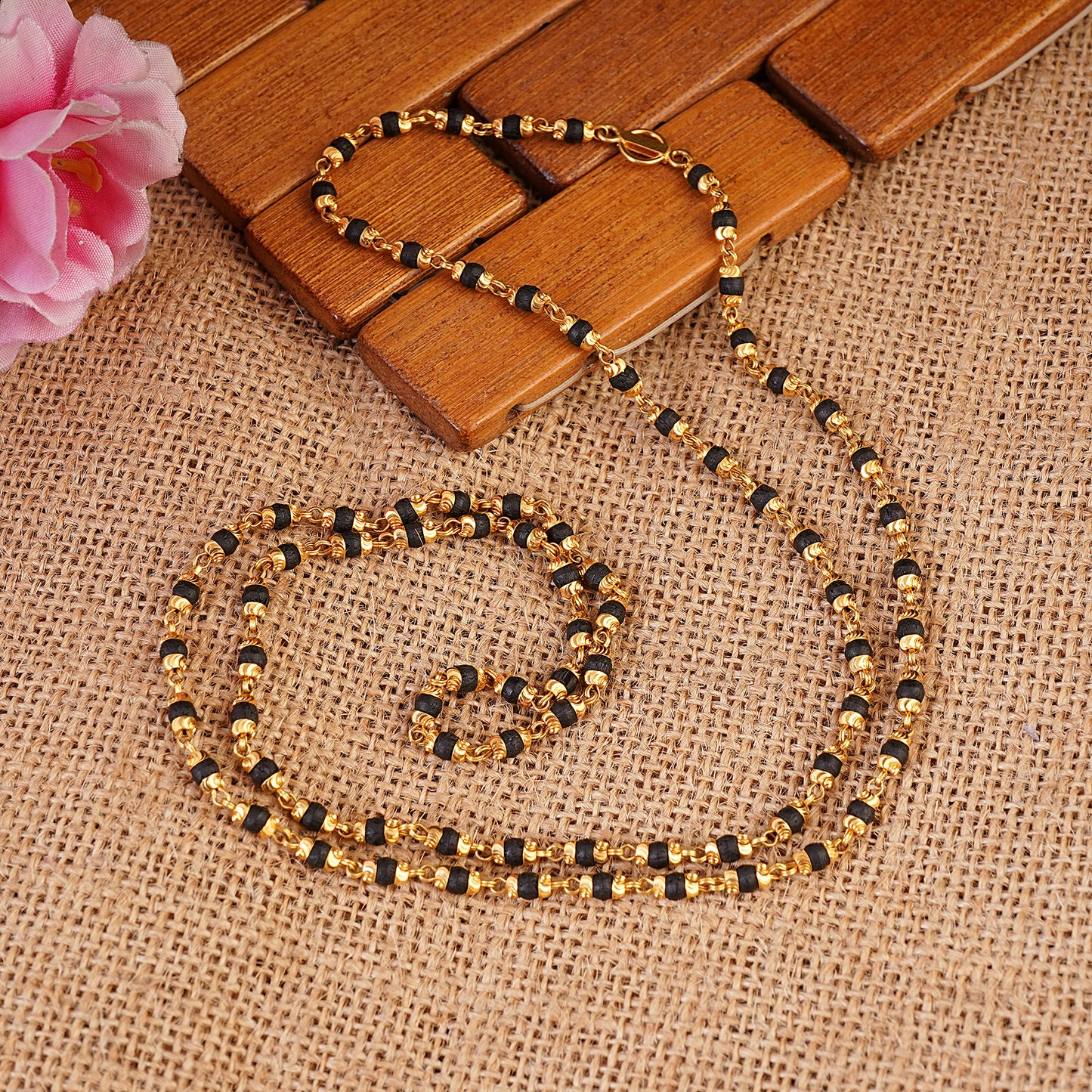 22k 916 Gold Tulsi Mala - Unique Handmade Indian Design - Perfect Anniversary