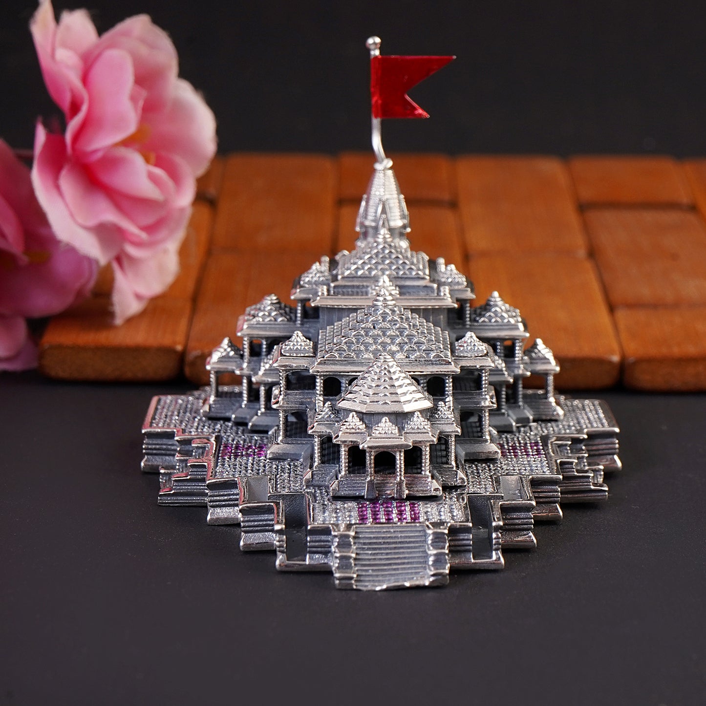 925 silver Ram Mandir Ayodhya Replica with A.D.  stone