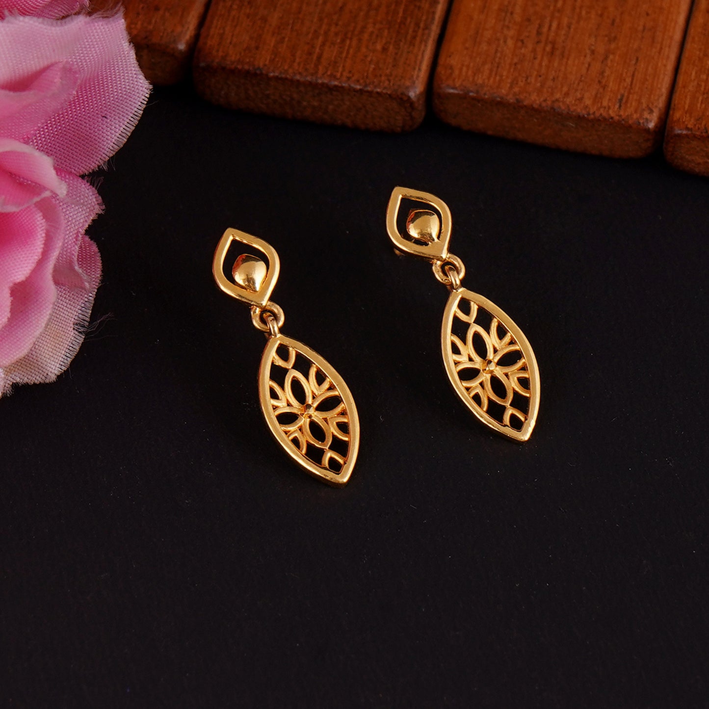 Gold Earring Women's Earrings Handmade Stud Earrings 22k Yellow Gold Dangler