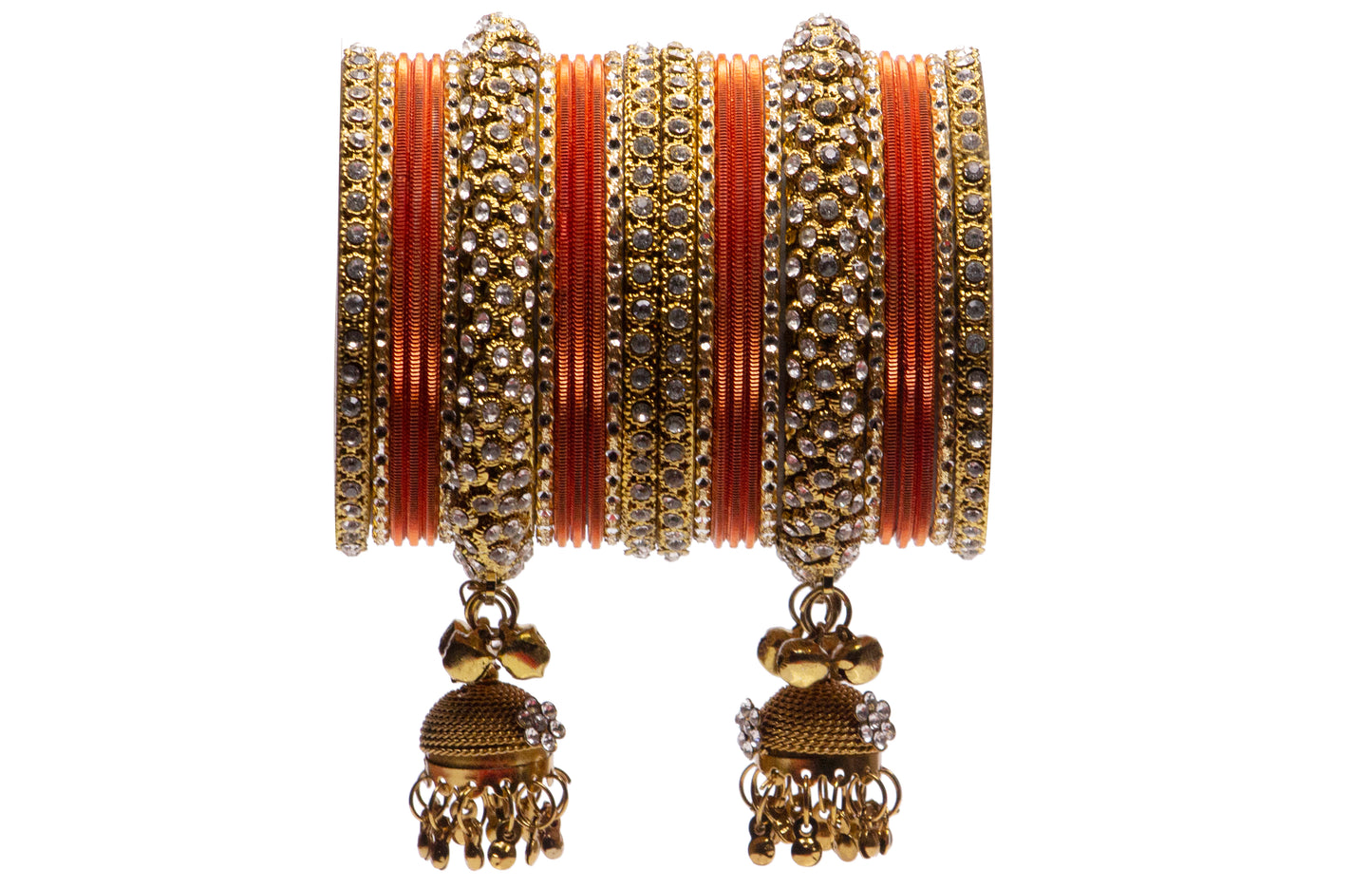 Bridal Kundan Bangles Set Plain Metal Charm Bracelet For Women Indian Partywear