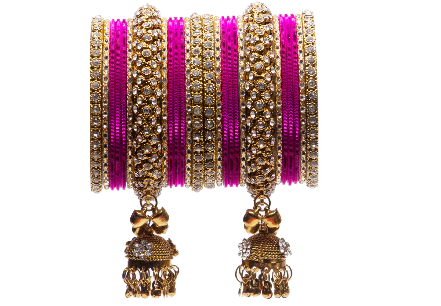 Bridal Kundan Bangles Set Plain Metal Charm Bracelet For Women Indian Partywear