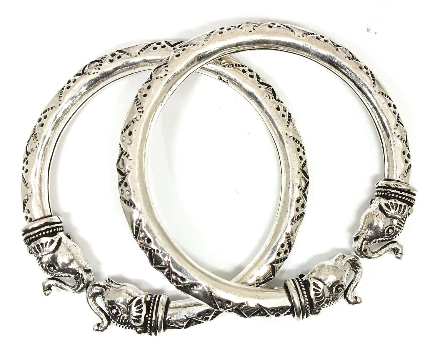 925 BIS hallmarked silver handmade elephant headed bangle