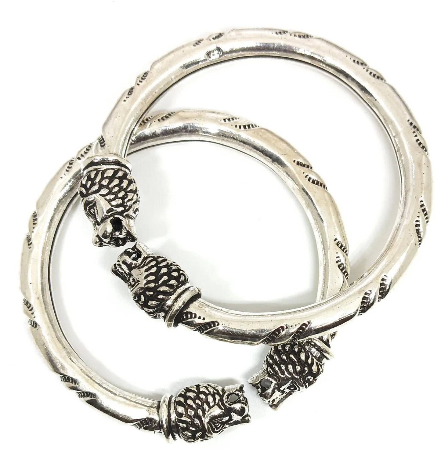 925 BIS hallmarked silver handmade Lion headed bangle