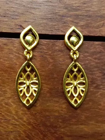 Gold Earring Women's Earrings Handmade Stud Earrings 22k Yellow Gold Dangler