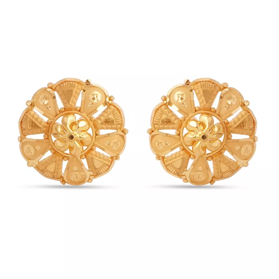 Handcrafted 22kt Yellow Gold Stud Earrings - Timeless Anniversary Gift