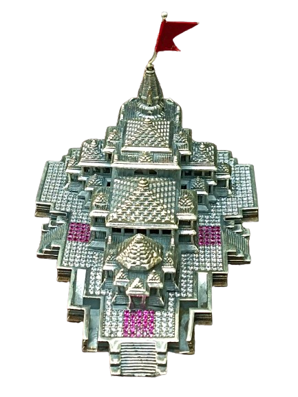 925 silver Ram Mandir Ayodhya Replica with A.D.  stone